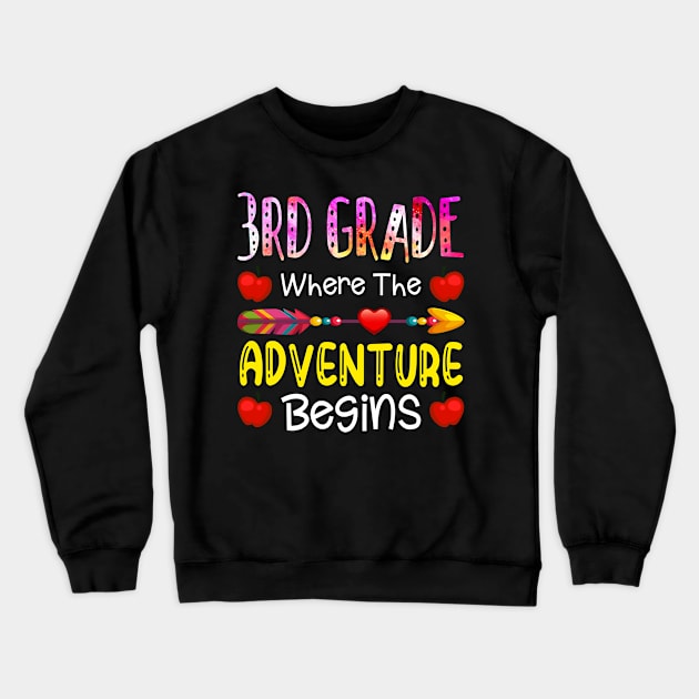 Kids Third Grade Where The Adventure Begins Cute Gift Crewneck Sweatshirt by schirmerbas